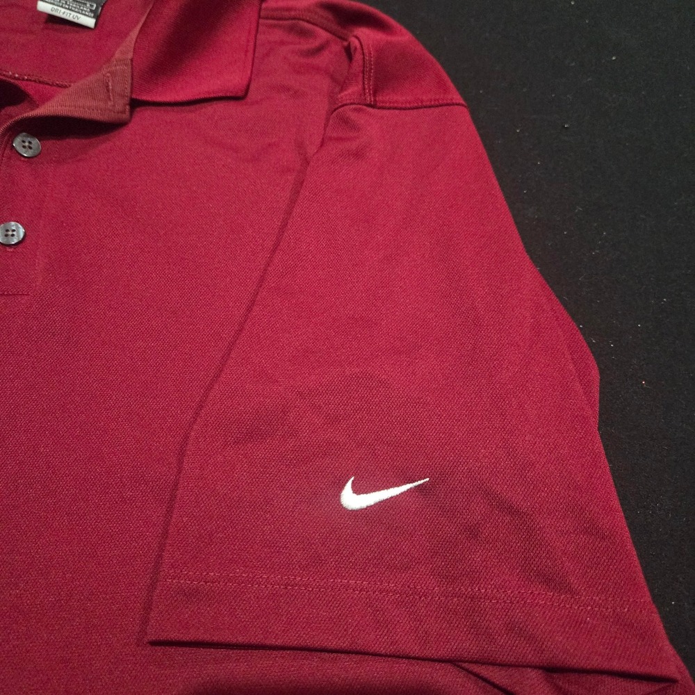 Nike Golf Mens Dri-FIT UV Polo Shirt Burgundy Red Large Short Sleeve Pique - Picture 5 of 8